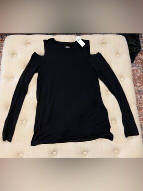 The Gap- Black Cold-Shoulder Long Sleeve Top